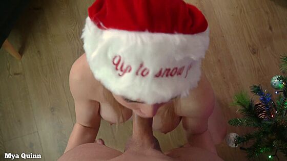 blonde big tits sexy asian santas blowjob facial